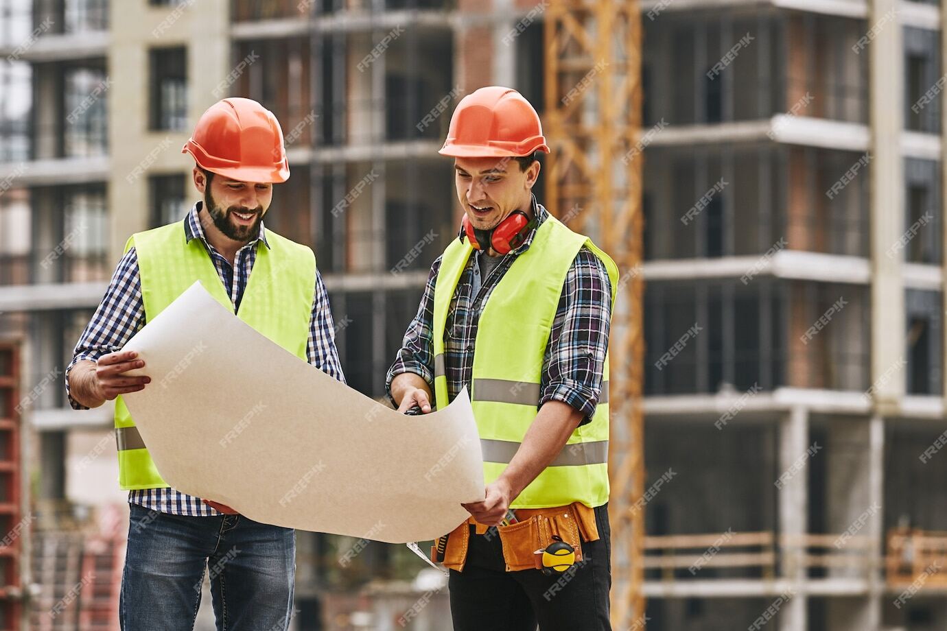 look-here-two-young-builders-working-uniform-helmets-are-holding-construction-drawing_386167-4523