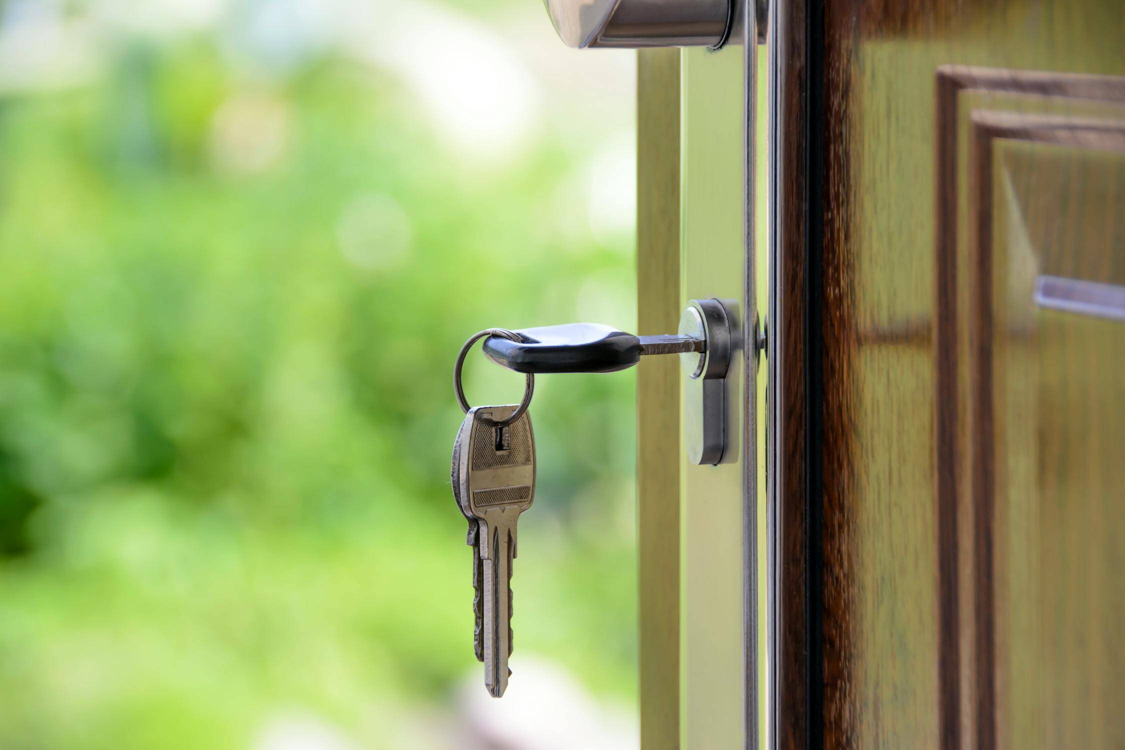 Close-up of a key in a door