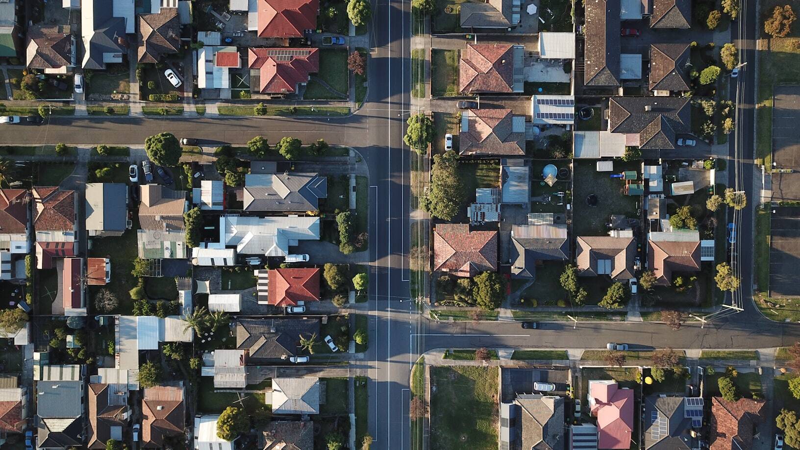 A top-view of a neighborhood 