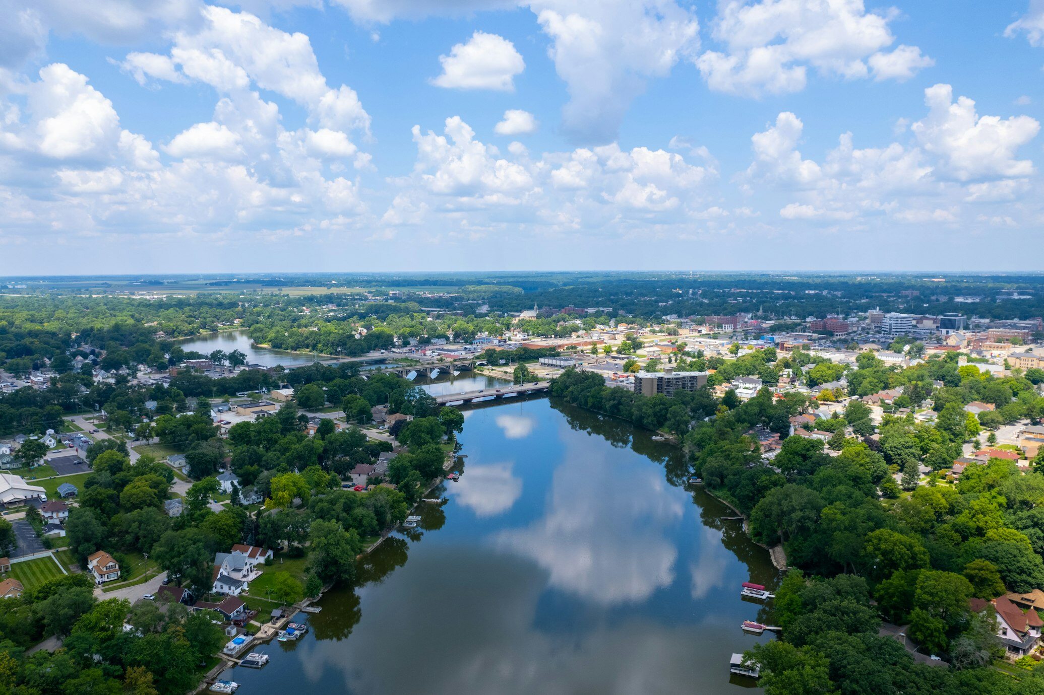 Aerial view of Illinois on a sunny day