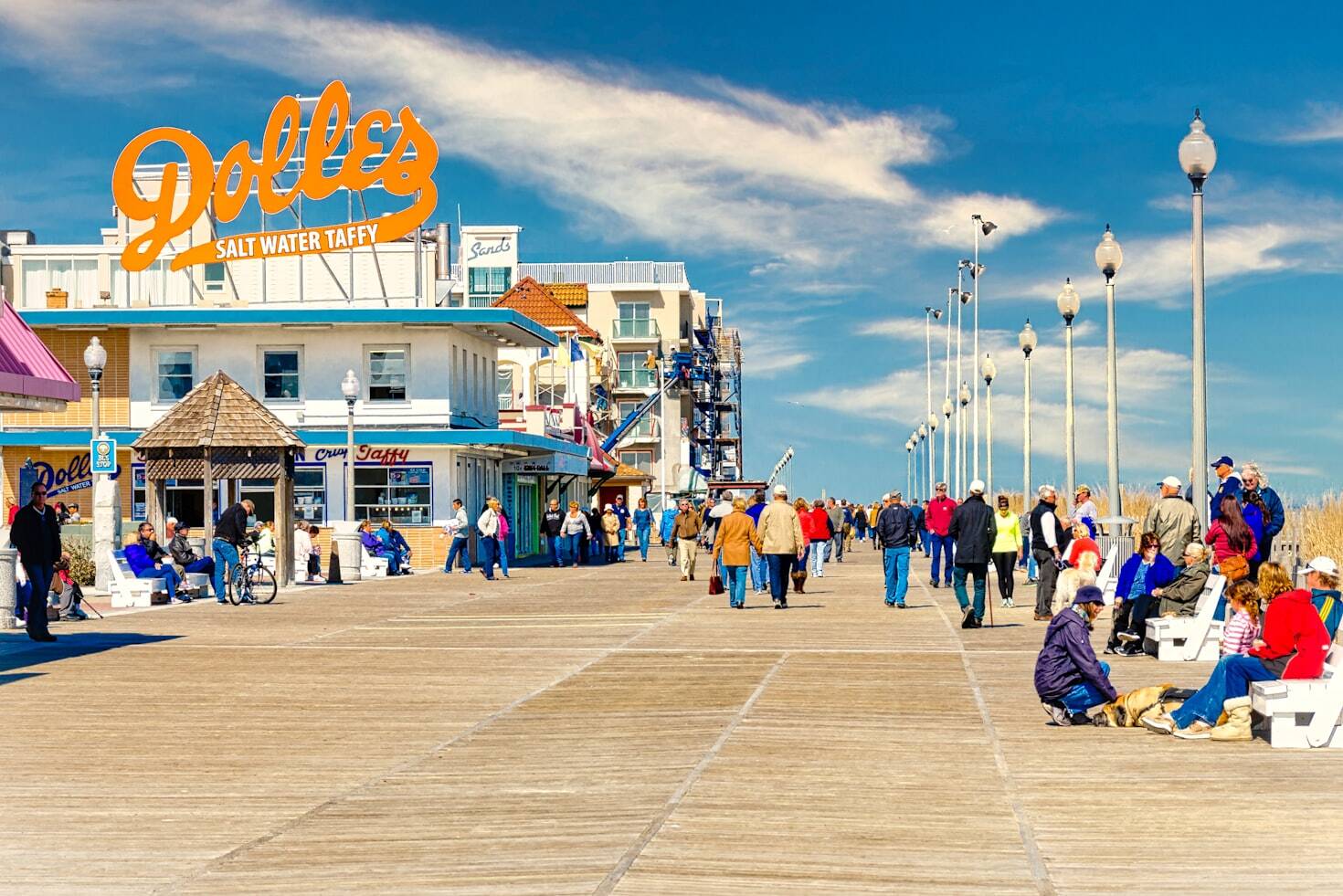 A Walkway Swarming with Tourists at Rehoboth Beach, Delaware